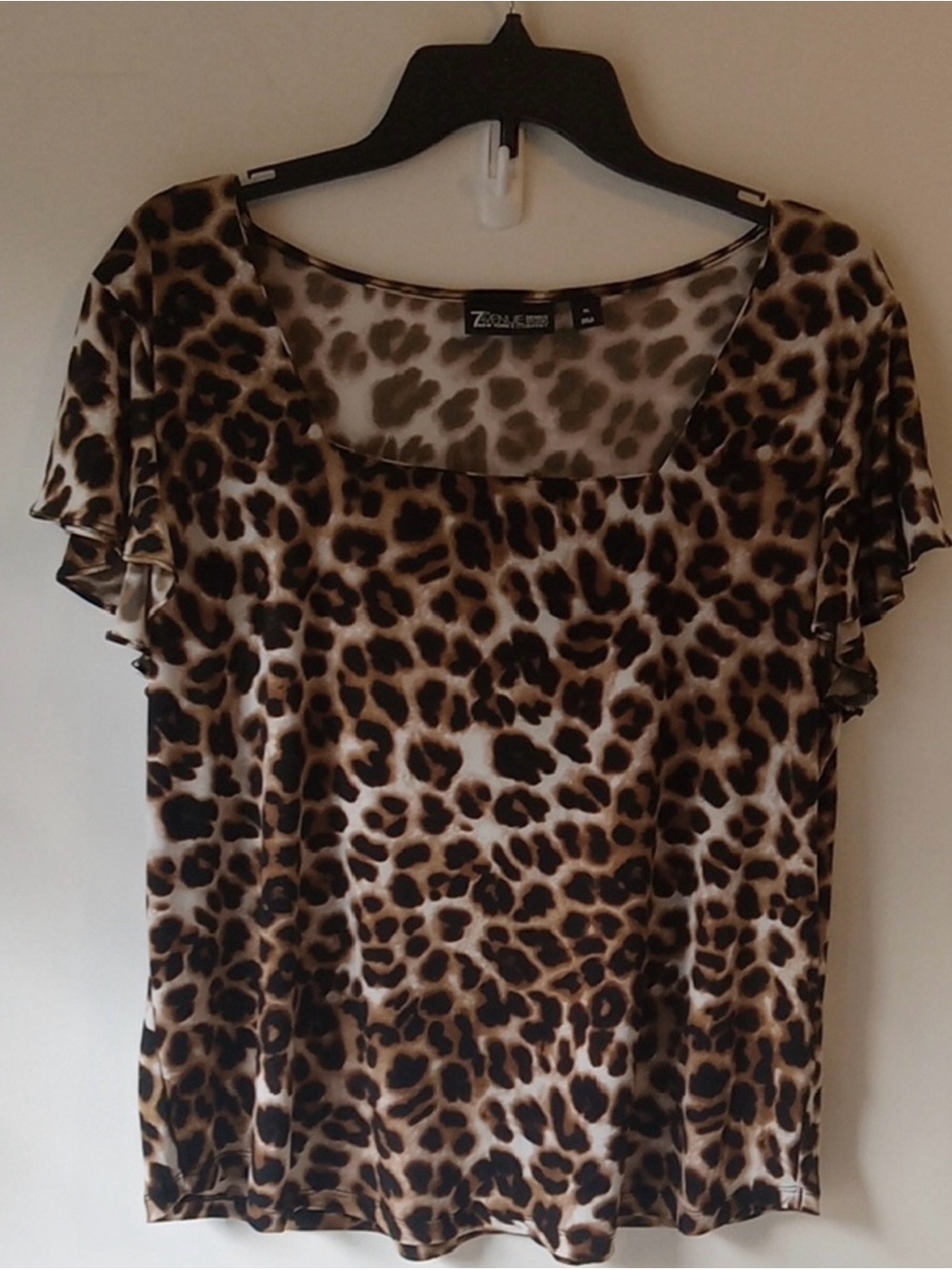 Women’s Leopard Print Short Sleeve Top - Brown